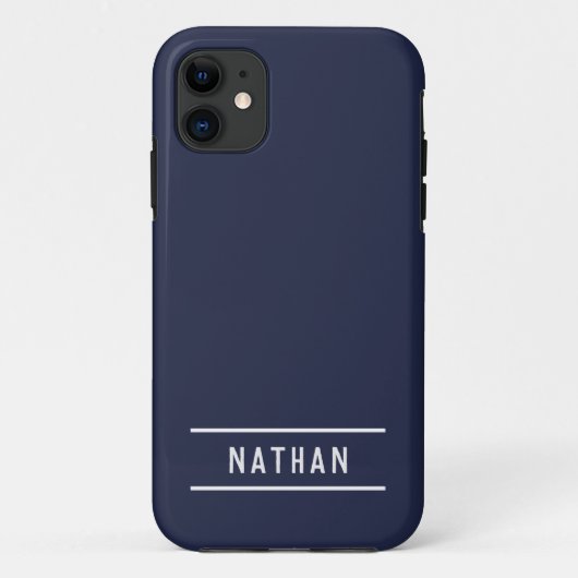 Coques Case-Mate iPhone Nom en gras | Simple Navy Blue (Dos)