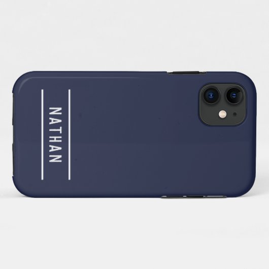 Coques Case-Mate iPhone Nom en gras | Simple Navy Blue (Dos (Horizontal))