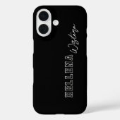 Coques Case-Mate iPhone Nom en script Monogramme Collège Varsity Noir Blan (Verso)