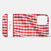 Coques Case-Mate iPhone Nom En vichy Rouge Simple Moderne (Verso (horizontal))