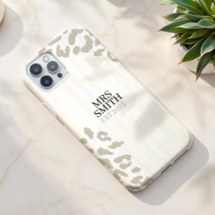 Coques iPhone 16 Nom et année personnalisés de l'Empreinte de léopa