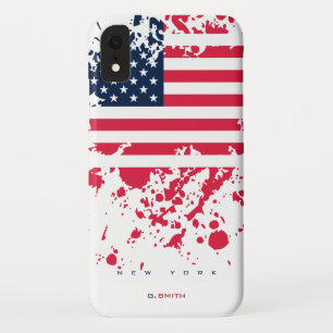 Case-Mate iPhone Case Nom et état personnalisés Grunge US American Fl