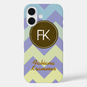 Coques iPhone 16 nom et initiale personnalisés sur chevron