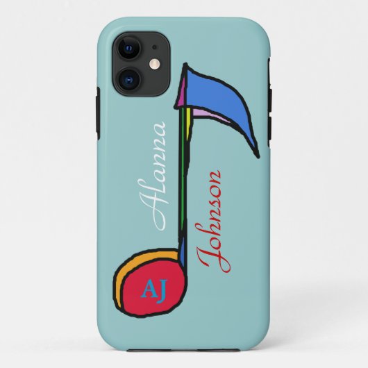 Coques Case-Mate iPhone nom et initiales personnalisés de la musique (Dos)