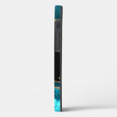 Coques Case-Mate iPhone Nom et monogramme, Agitation Turquoise/noire, Text (Verso / Gauche)
