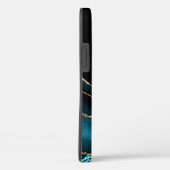 Coques Case-Mate iPhone Nom et monogramme, Agitation Turquoise/noire, Text (Verso / Droite)