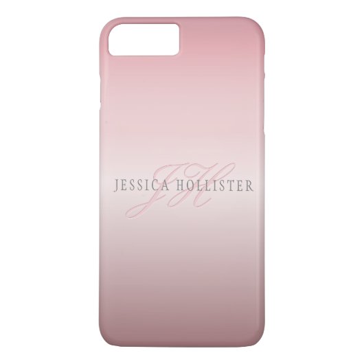 Coques Case-Mate iPhone Nom et monogramme | Blush en FAUX or rose doux (Dos)