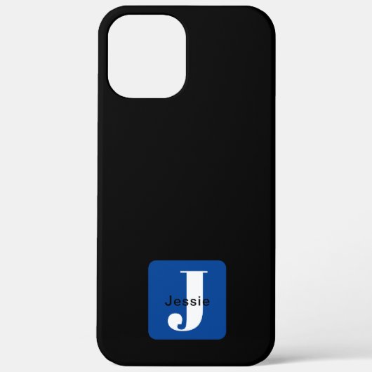 Coques Case-Mate iPhone Nom et monogramme de la boîte arrondie | Blanc noi (Verso)
