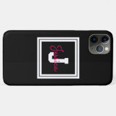 Coques Case-Mate iPhone Nom et monogramme encadrés | Blanc noir et rose (Dos (Horizontal))