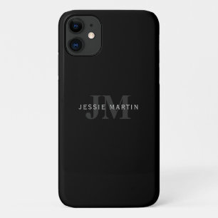 Case-Mate iPhone Case Nom et monogramme modernes Gris et noir