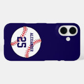 Coques Case-Mate iPhone Nom et numéro de balle de baseball (Verso (horizontal))