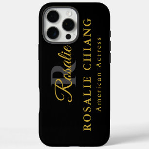 Coques iPhone 16 Pro Max Nom et titre personnalisés avec monogramme