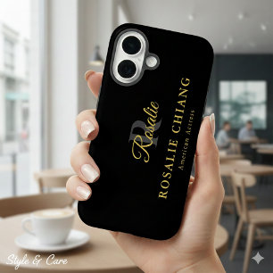 Coques iPhone 16 Nom et titre personnalisés avec monogramme