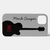 Coques Case-Mate iPhone nom fait sur commande et guitare noire de roche (Verso (horizontal))