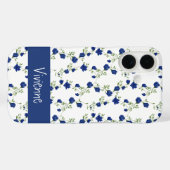 Coques Case-Mate iPhone Nom Fleur Sauvage Aquarelle Bleu Cobalt Vert (Verso (horizontal))