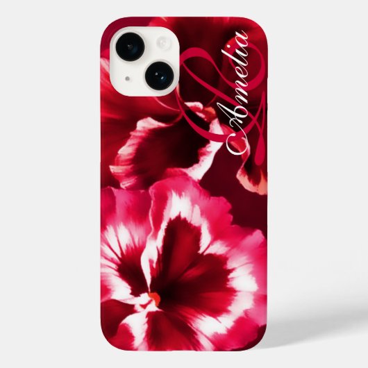 Coques Case-Mate iPhone Nom fleurs de pansement rouge floral (Verso)