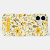 Coques Case-Mate iPhone Nom floral aquarelle botanique jaune (Verso (horizontal))