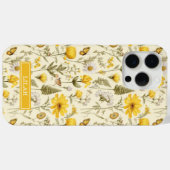Coques Case-Mate iPhone Nom floral aquarelle botanique jaune (Verso (horizontal))