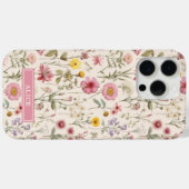 Coques Case-Mate iPhone Nom floral aquarelle botanique rose (Verso (horizontal))