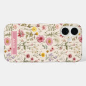Coques Case-Mate iPhone Nom floral aquarelle botanique rose (Verso (horizontal))