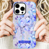 Coques Case-Mate iPhone Nom floral bleu romantique et lavande