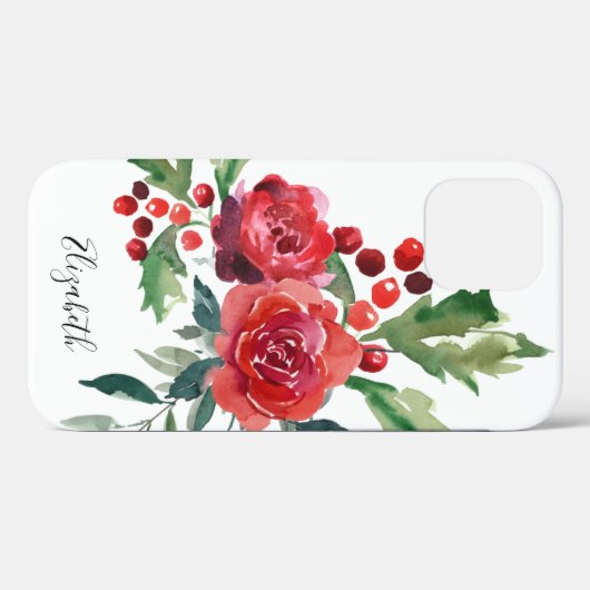 Coques Case-Mate iPhone Nom floral d'aquarelle (Verso (horizontal))