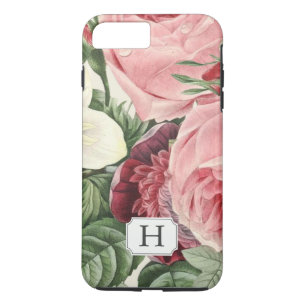 Coques Pour iPhone Nom floral de monogramme de jardin vintage éléga