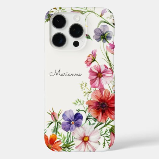 Coques Case-Mate iPhone Nom floral élégant personnalisé (Verso)