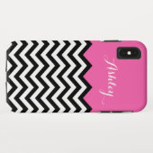 Coques Case-Mate iPhone Nom Girly de monogramme - motif rose moderne de (Dos (Horizontal))