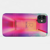 Coques Case-Mate iPhone Nom girly monogrammé d'art pop rose funky violet (Dos (Horizontal))