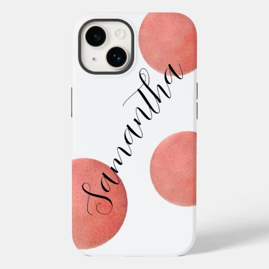 Coques Case-Mate iPhone Nom Grand Rose Pois d'aquarelle or (Verso)
