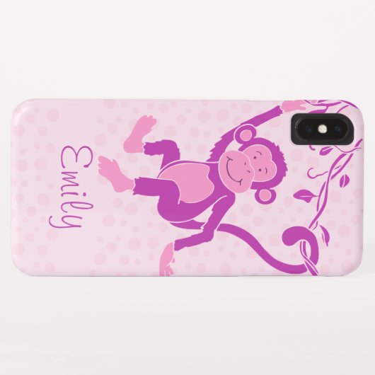 Coques Case-Mate iPhone Nom graphique violet rose singe-singe (Dos (Horizontal))