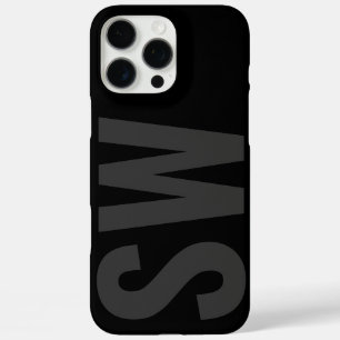 Coques iPhone 16 Pro Max Nom Gras moderne Initiales Noir Monogramme Personn