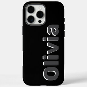 Coques iPhone 16 Pro Max Nom Gras Moderne Simple Noir & Gris
