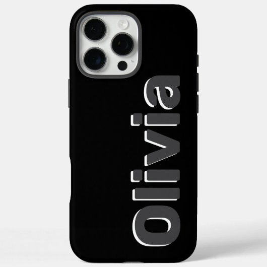 Coques Case-Mate iPhone Nom Gras Moderne Simple Noir & Gris (Verso)