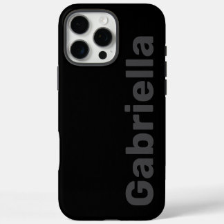 Coques iPhone 16 Pro Max Nom Gris et Noir simple et moderne