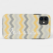Coques Case-Mate iPhone Nom id gris jaune chevron zigzag zig zag motif (Dos (Horizontal))