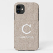 Coques Case-Mate iPhone Nom initial Beige Texture Motif Chic Elegant (Dos)