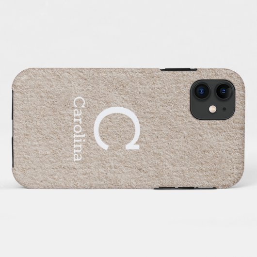Coques Case-Mate iPhone Nom initial Beige Texture Motif Chic Elegant (Dos (Horizontal))