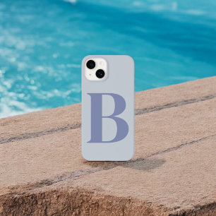 Coque Pour iPhone 14 Nom initial bleu Conception de monogramme personna