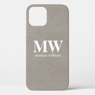 Case-Mate iPhone Case Nom initial minimaliste en beige monogramme