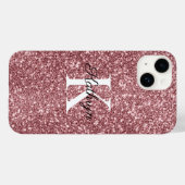 Coques Case-Mate iPhone Nom Initial Monogramme Pailleté Or Rose (Verso (horizontal))