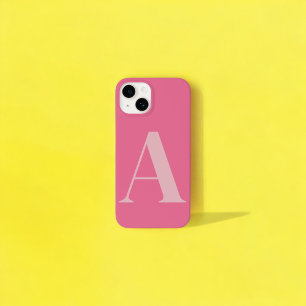 Coque Pour iPhone 14 Nom initial rose Conception de monogramme personna