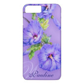 Coques Case-Mate iPhone Nom & initiale cas iphone bleu violet hibiscus (Dos)