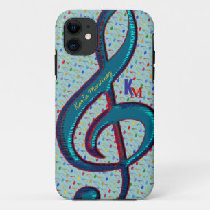 Etui iPhone Case-Mate nom initiales clave note musicale