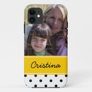 Etui iPhone Case-Mate Nom jaune noir de coutume de modèle photo de pois