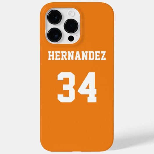 Coques Case-Mate iPhone Nom Jersey Numéro orange et blanc (Verso)
