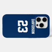 Coques Case-Mate iPhone Nom Jersey personnalisé Numéro bleu et blanc (Verso (horizontal))