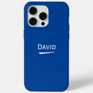 Coque iPhone 15 Pro Max Nom Lumière personnalisée sur le bleu profond