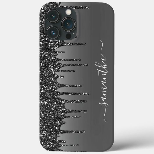 Coques Case-Mate iPhone Nom manuscrit Black Metal Parties scintillant Look (Verso)